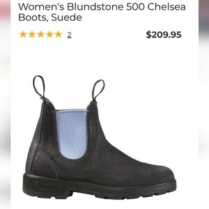 Blundstone Women's Chelsea Ankle Boots — Black Suede with Light Blue Elastic